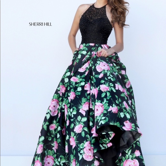 Beautiful beaded black top&floral skirt w/ pockets - Picture 1 of 1